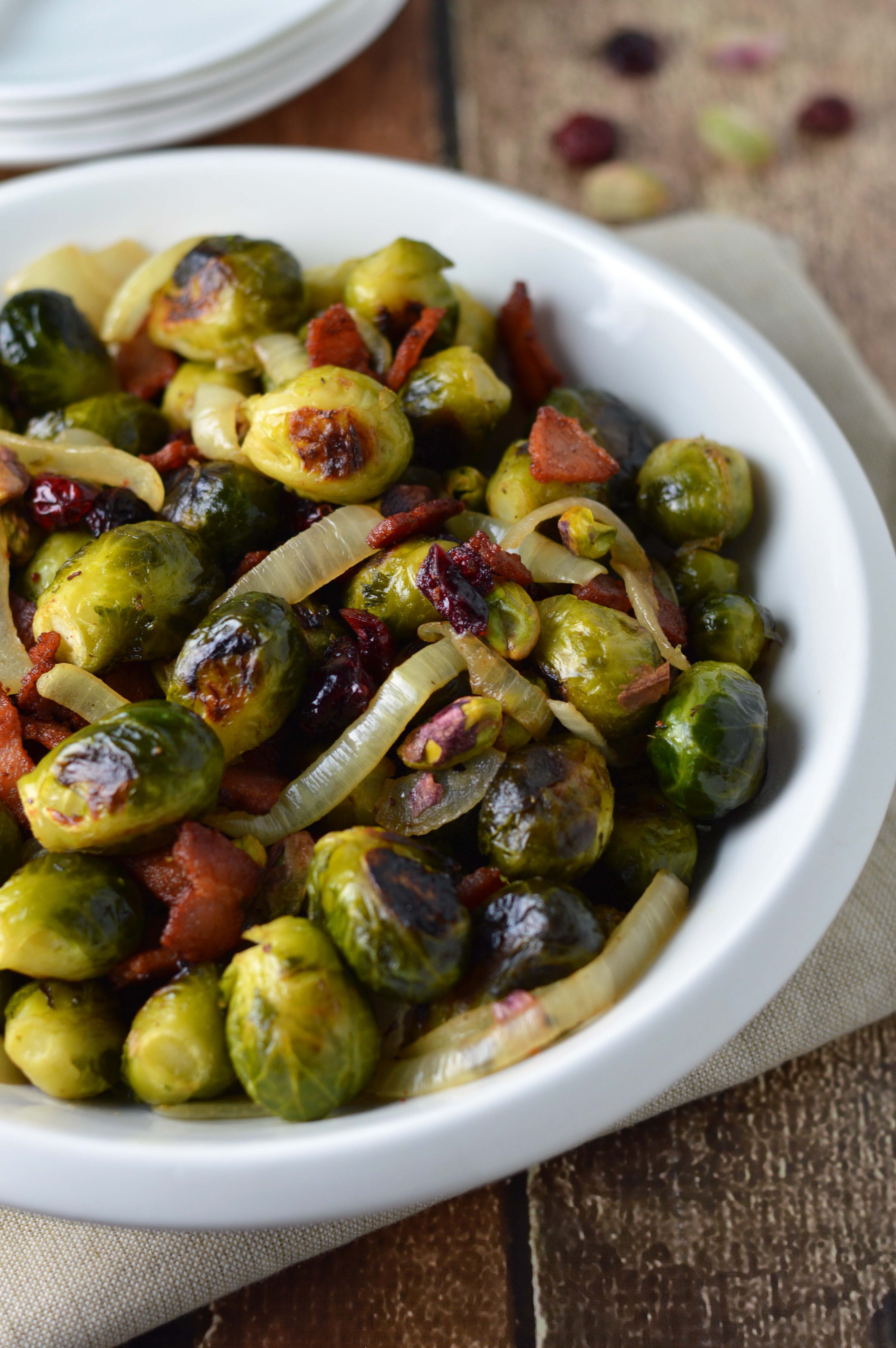 Roasted brussel sprouts with caramelized onions and bacon - Friday is ...