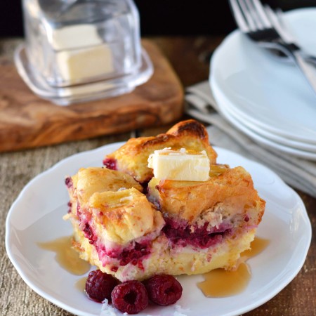 Raspberry coconut cream stuffed french toast