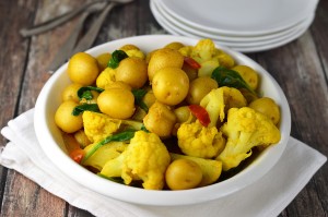 Indian spiced potatoes and vegetables