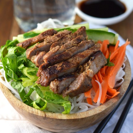 Grilled Lemongrass pork noodle bowls