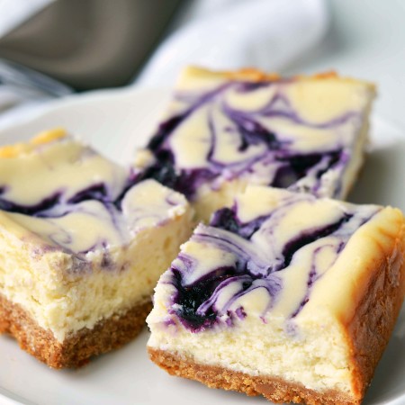 Blueberry swirl cheesecake bars