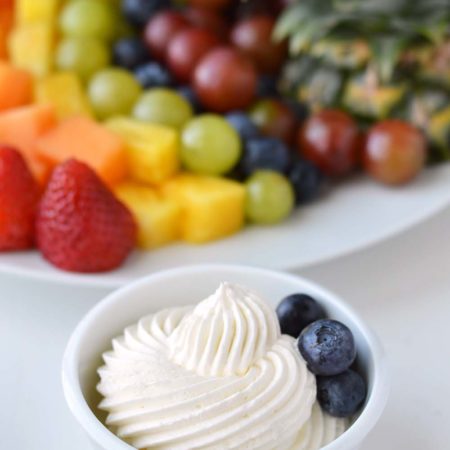 Fruit Rainbow with Cheesecake Cloud Dip